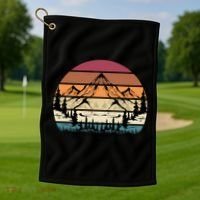 Retro Mountain Hike Hobby Sport Hiker Gift Camping Hiking Gift Golf Towel thumb 1