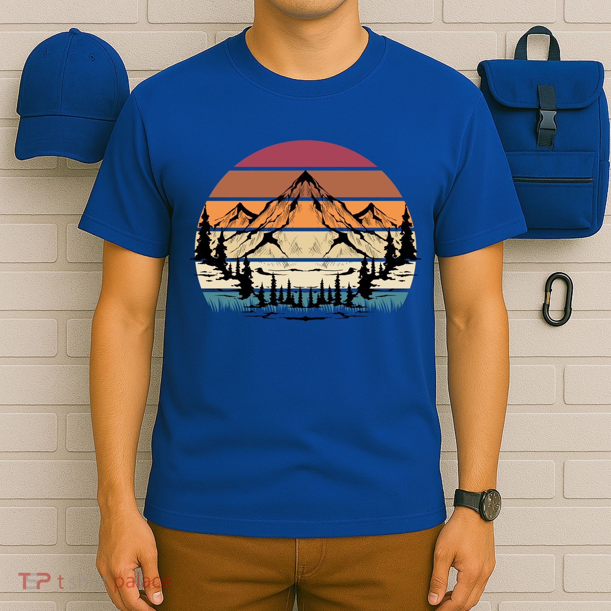 Retro Mountain Hike Hobby Sport Hiker Gift Camping Hiking Gift T-Shirt