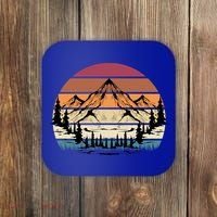 Retro Mountain Hike Hobby Sport Hiker Gift Camping Hiking Gift Coaster thumb 0