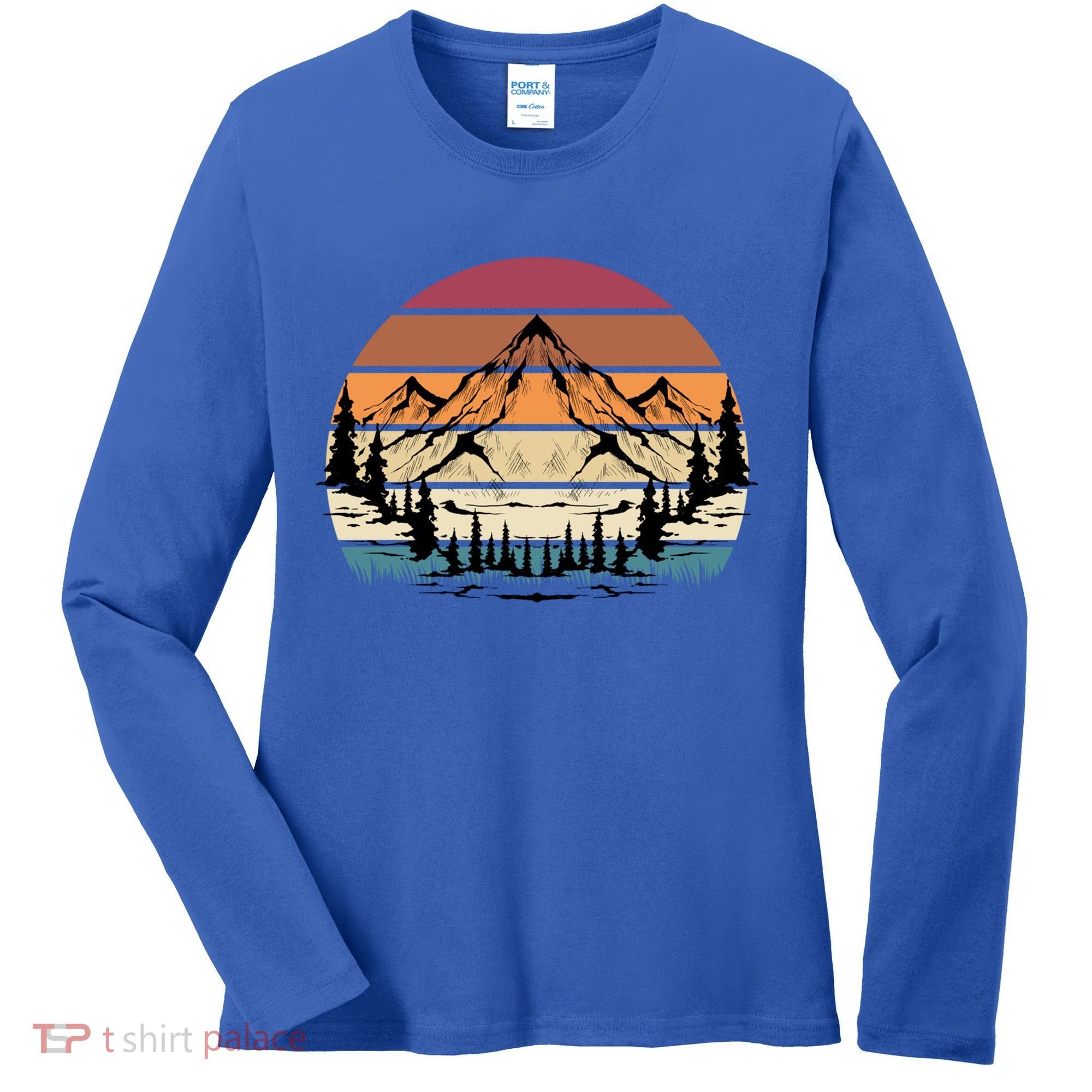 Retro Mountain Hike Hobby Sport Hiker Gift Camping Hiking Gift Women's Long Sleeve Shirt