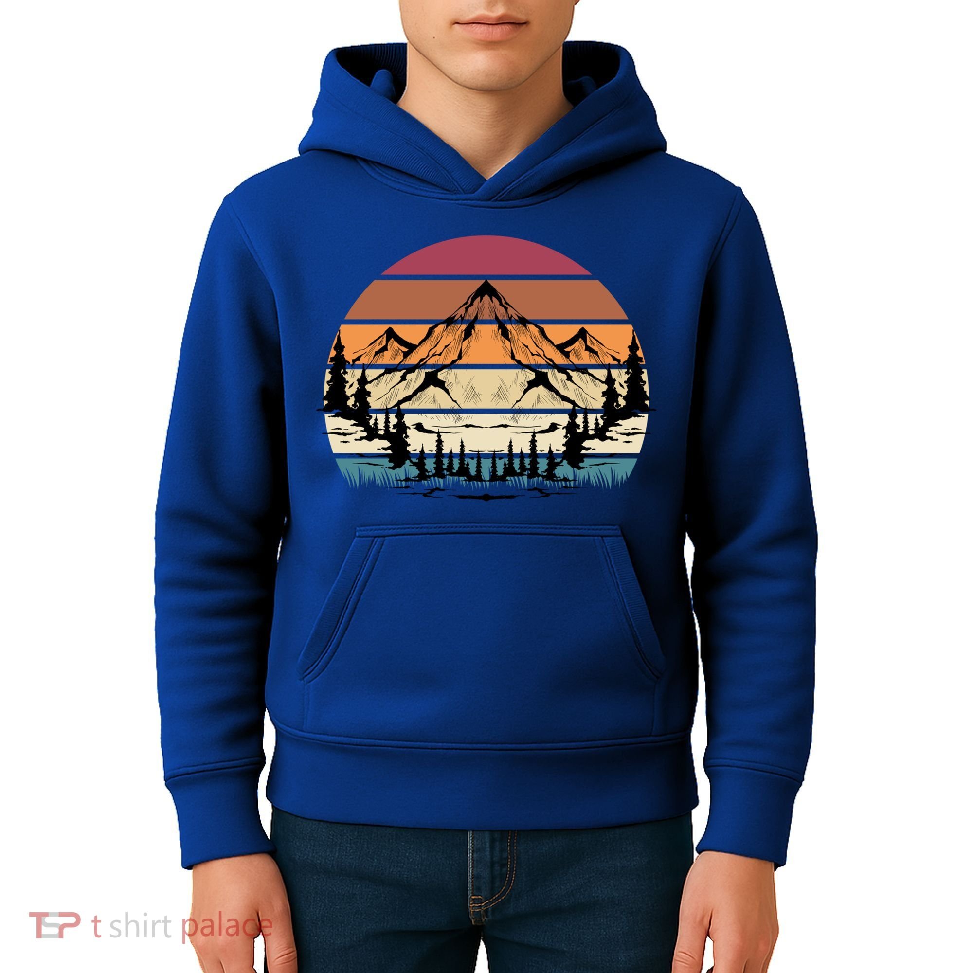 Retro Mountain Hike Hobby Sport Hiker Gift Camping Hiking Gift Kids Hoodie