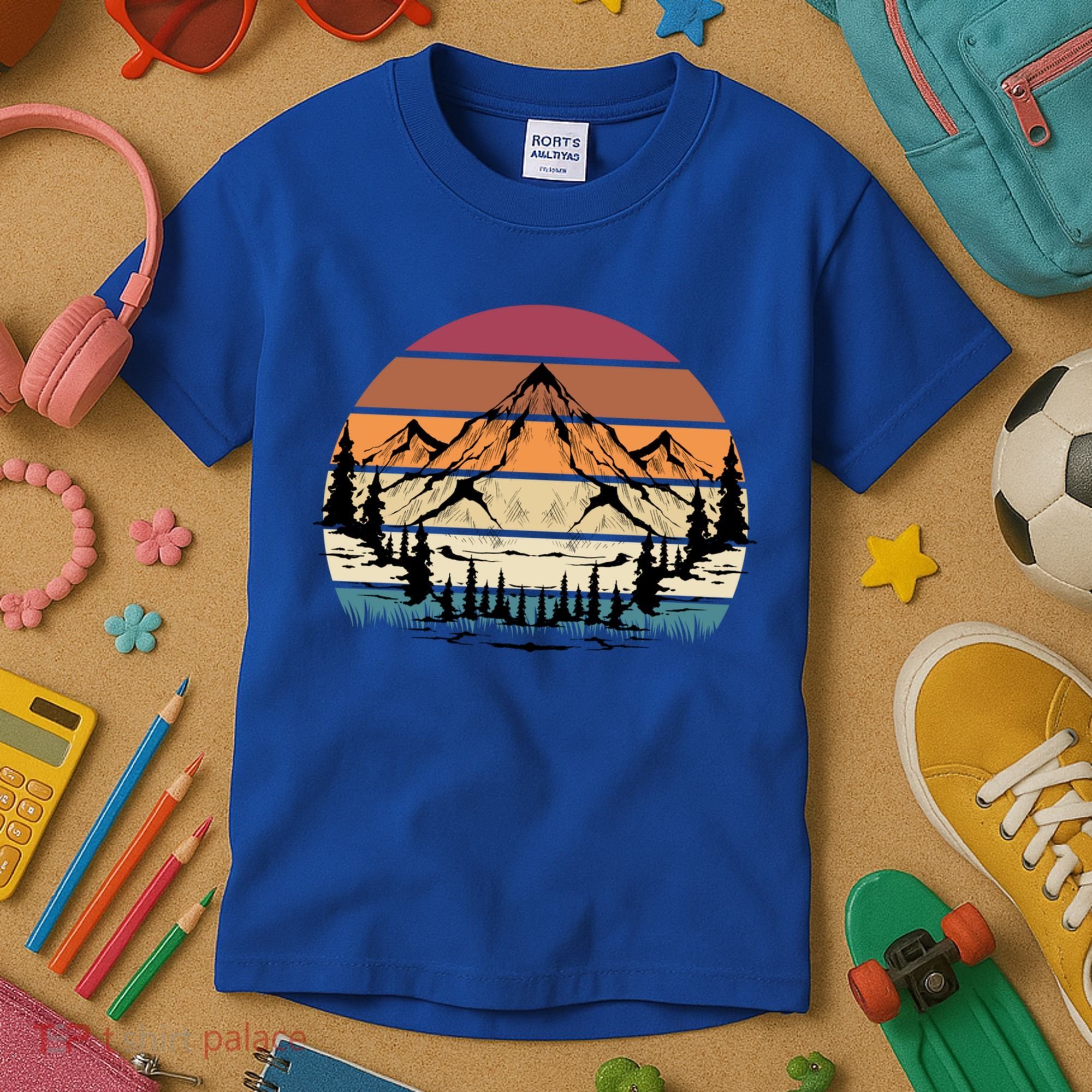 Retro Mountain Hike Hobby Sport Hiker Gift Camping Hiking Gift Kids T-Shirt
