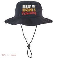 Raising My Husband Is Exhausting Wife Funny Saying Bucket Hat thumb 0