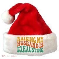Raising My Husband Is Exhausting Funny Wife Santa Hat thumb 0
