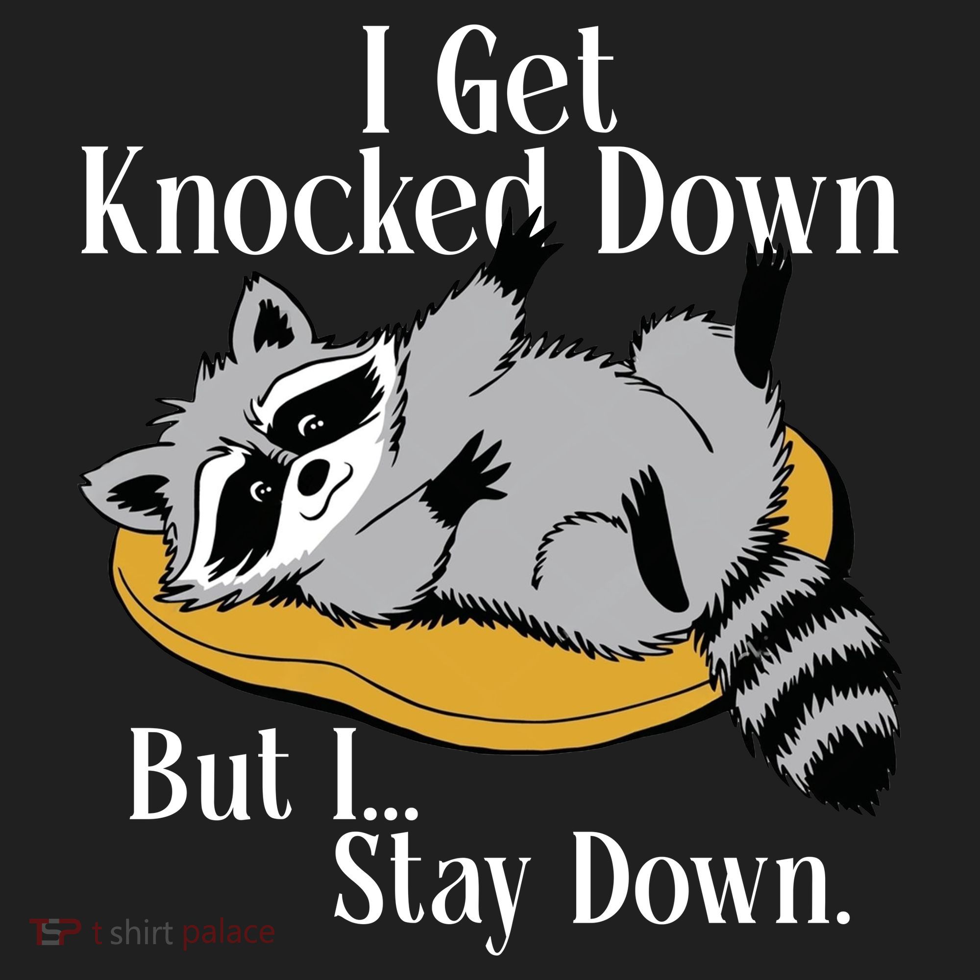 Raccoon Meme I Get Knocked Down But I Stay Down Beanie