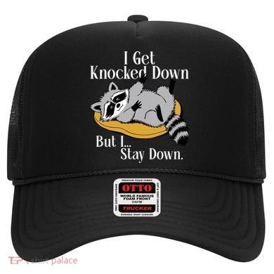 Raccoon Meme I Get Knocked Down But I Stay Down Hat