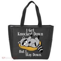 Raccoon Meme I Get Knocked Down But I Stay Down Tote Bag thumb 0