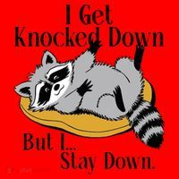 Raccoon Meme I Get Knocked Down But I Stay Down Santa Hat thumb 1