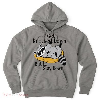 Raccoon Meme I Get Knocked Down But I Stay Down Hoodie