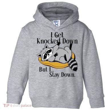 Raccoon Meme I Get Knocked Down But I Stay Down Toddler Hoodie