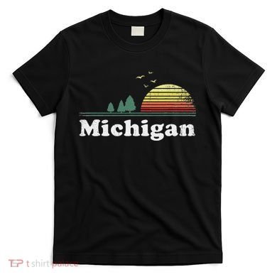 Retro Michigan Image Novelty Home Mi State Souvenir T-Shirt