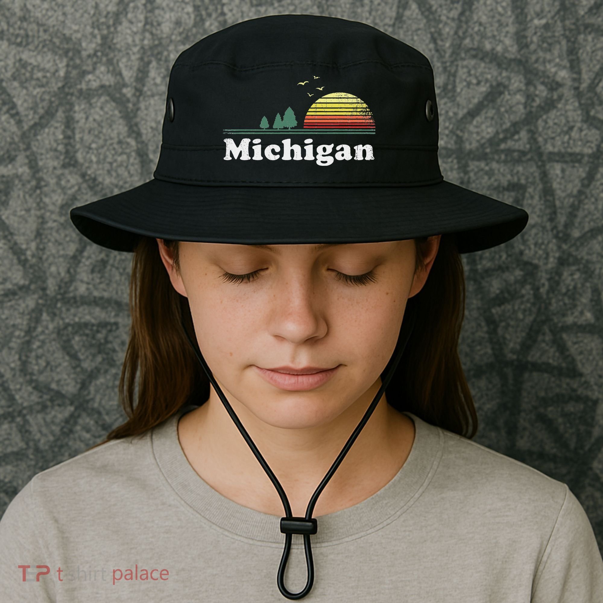 Retro Michigan Image Novelty Home Mi State Souvenir Bucket Hat