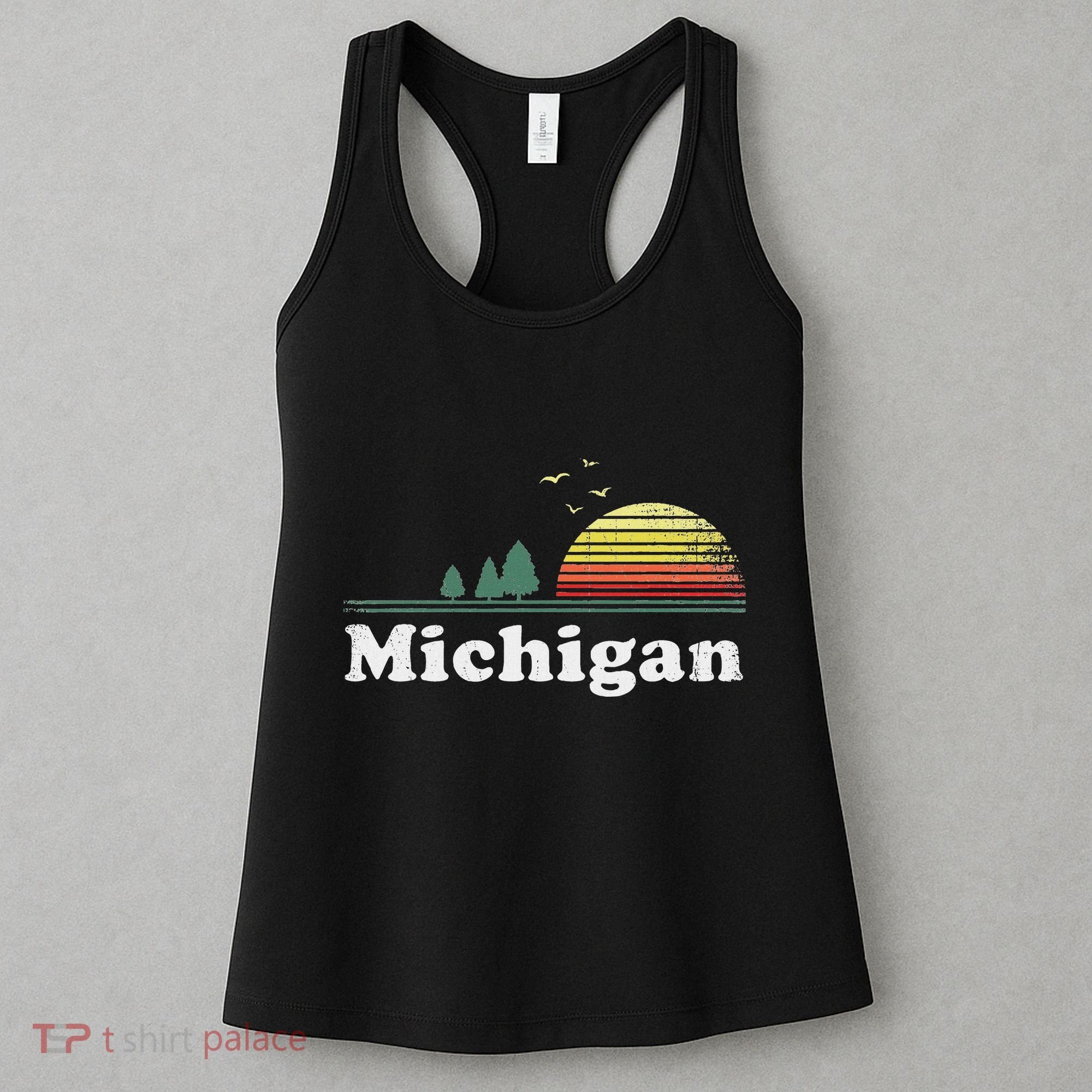 Retro Michigan Image Novelty Home Mi State Souvenir Women's Tank Top