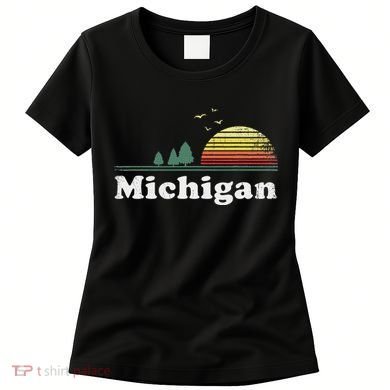 Retro Michigan Image Novelty Home Mi State Souvenir Women's T-Shirt