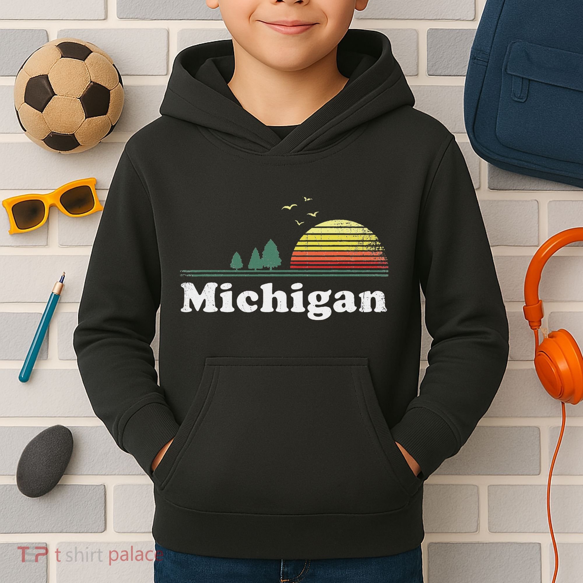 Retro Michigan Image Novelty Home Mi State Souvenir Kids Hoodie