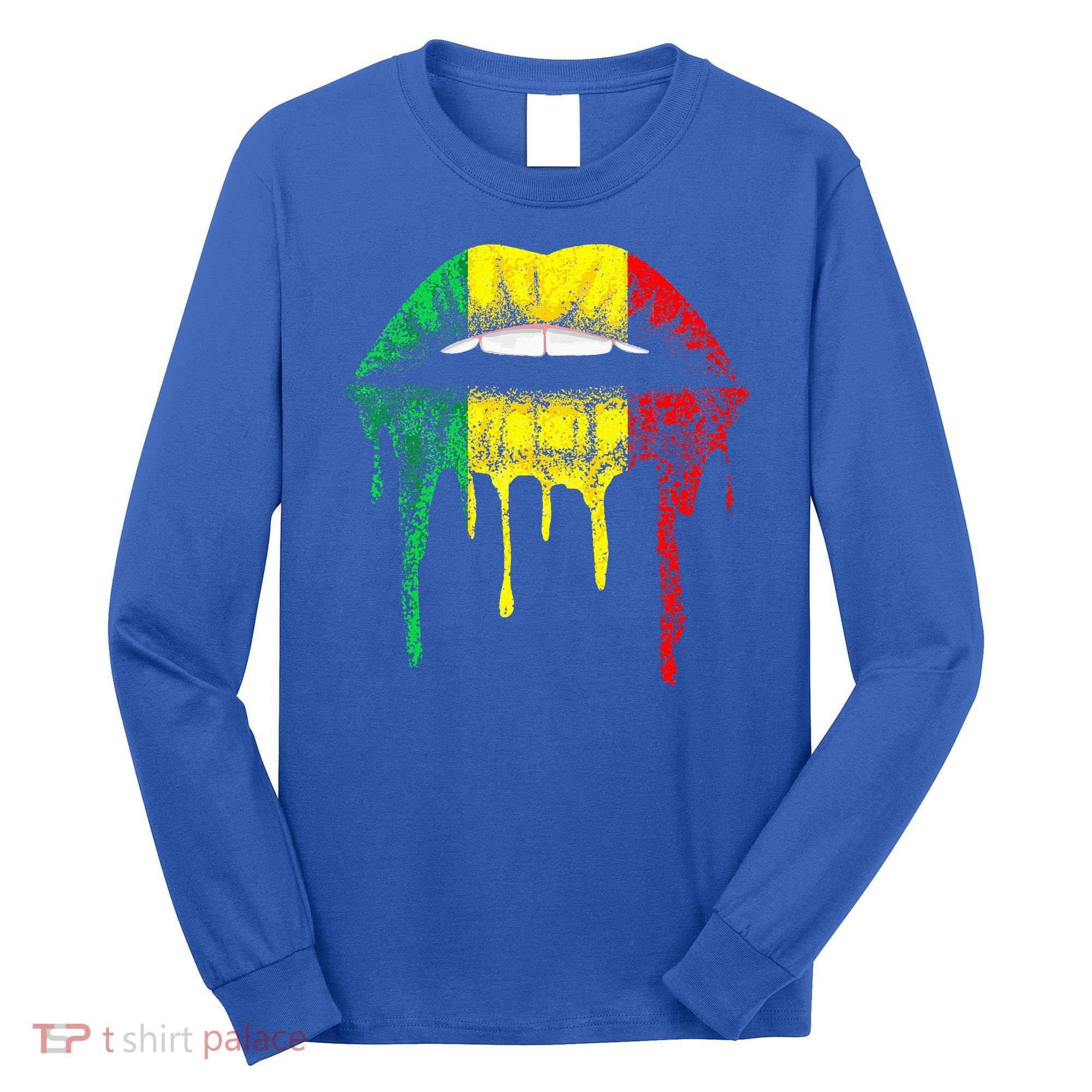 Reggae Music Jamaica Kissing Lips Flag Rastafari Rasta Long Sleeve Shirt