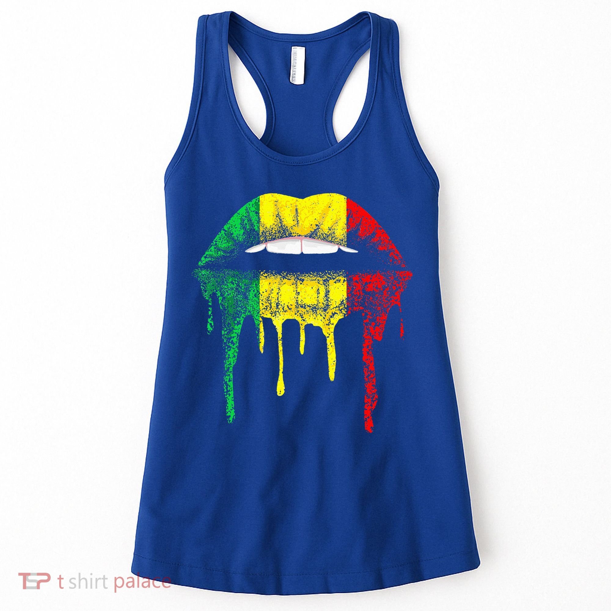 Reggae Music Jamaica Kissing Lips Flag Rastafari Rasta Women's Tank Top