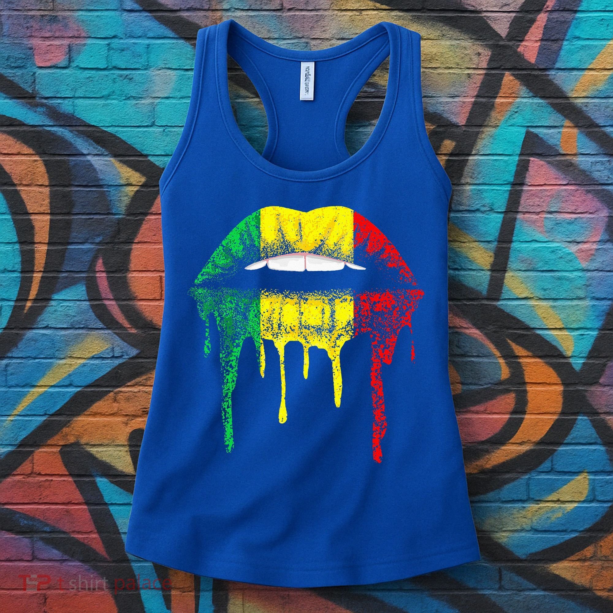 Reggae Music Jamaica Kissing Lips Flag Rastafari Rasta Women's Tank Top
