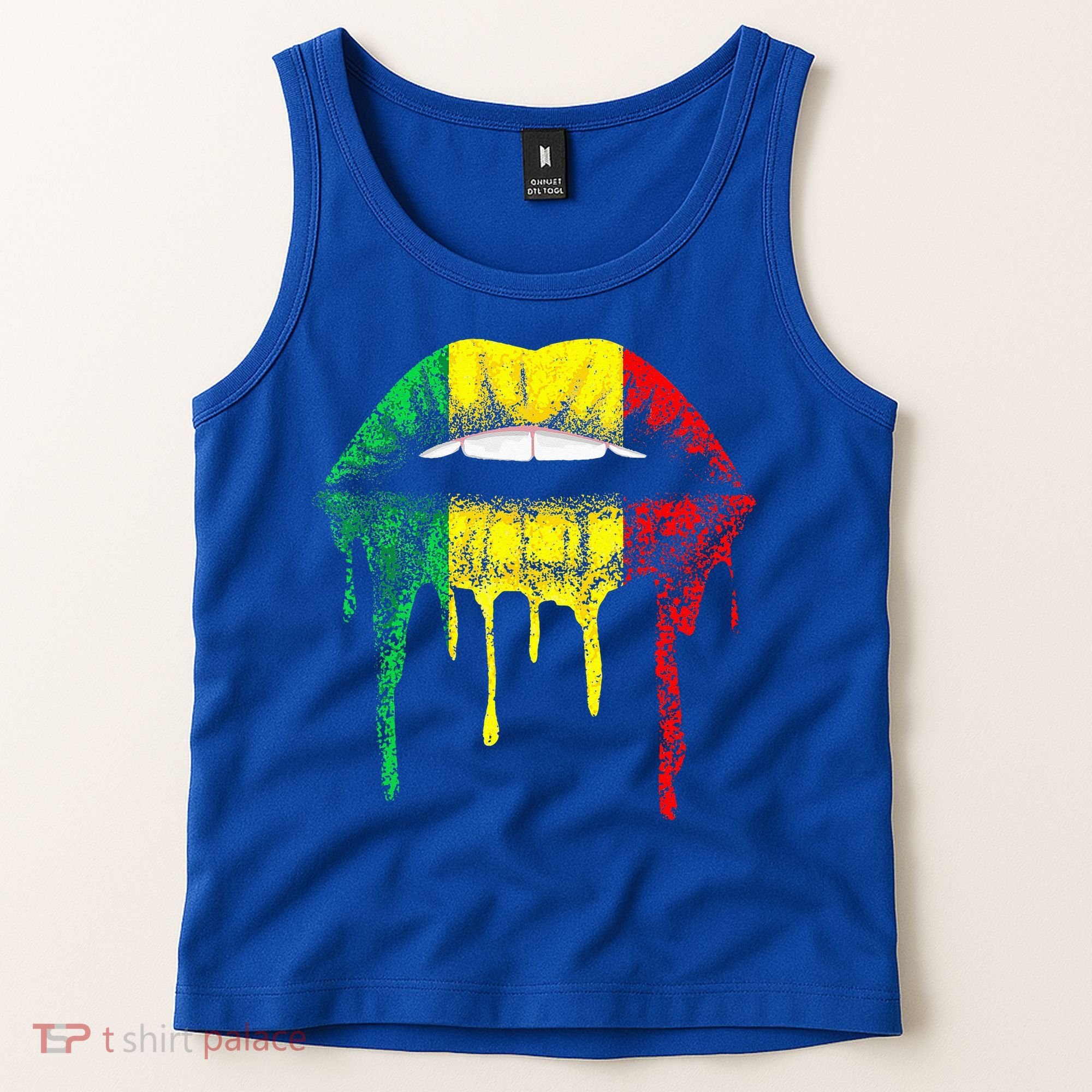 Reggae Music Jamaica Kissing Lips Flag Rastafari Rasta Tank Top