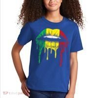 Reggae Music Jamaica Kissing Lips Flag Rastafari Rasta Kids T-Shirt thumb 2