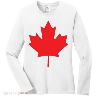 Red Maple Leaf Flag Of Canada Cool Canadian Flags Women's Long Sleeve Shirt