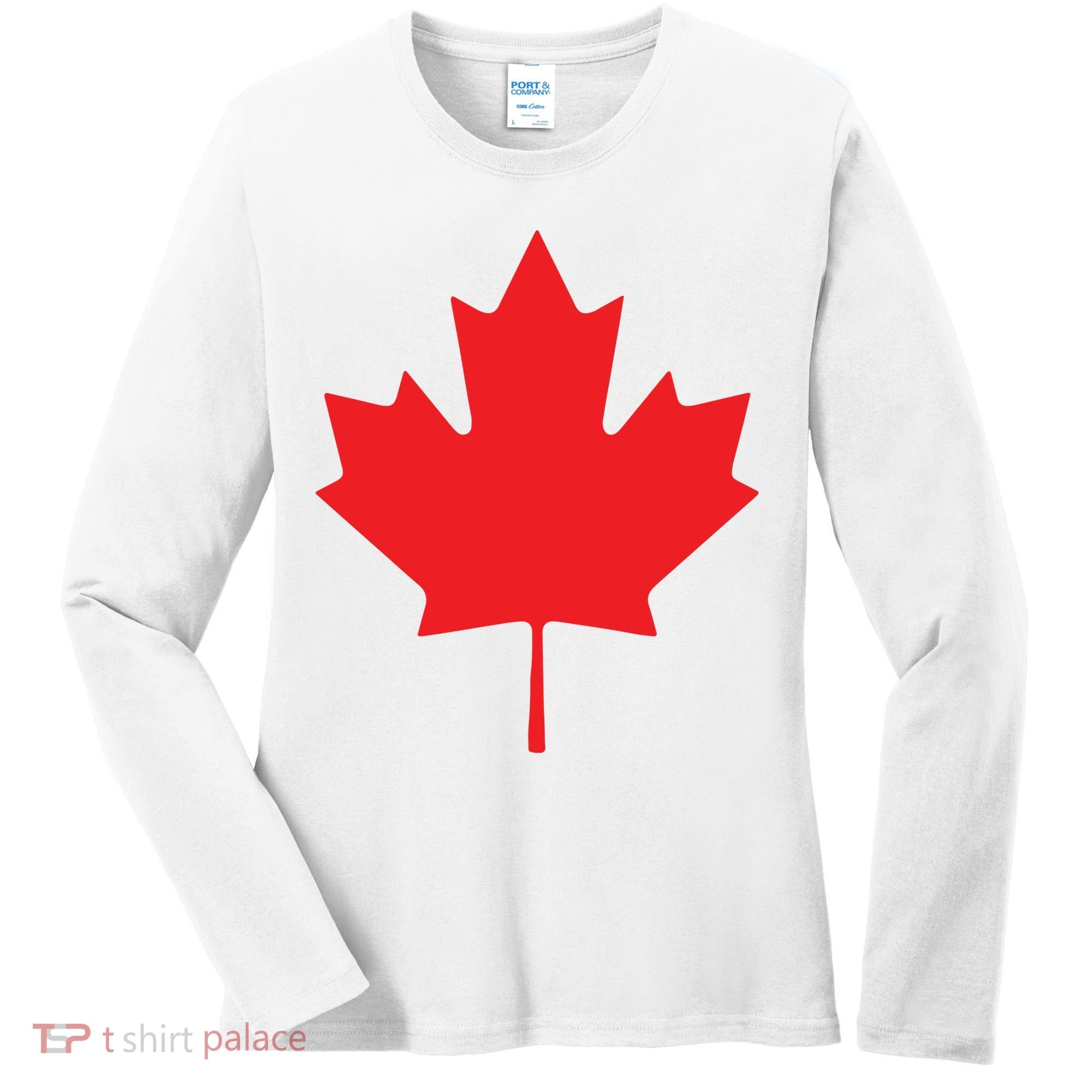 Red Maple Leaf Flag Of Canada Cool Canadian Flags Women's Long Sleeve Shirt
