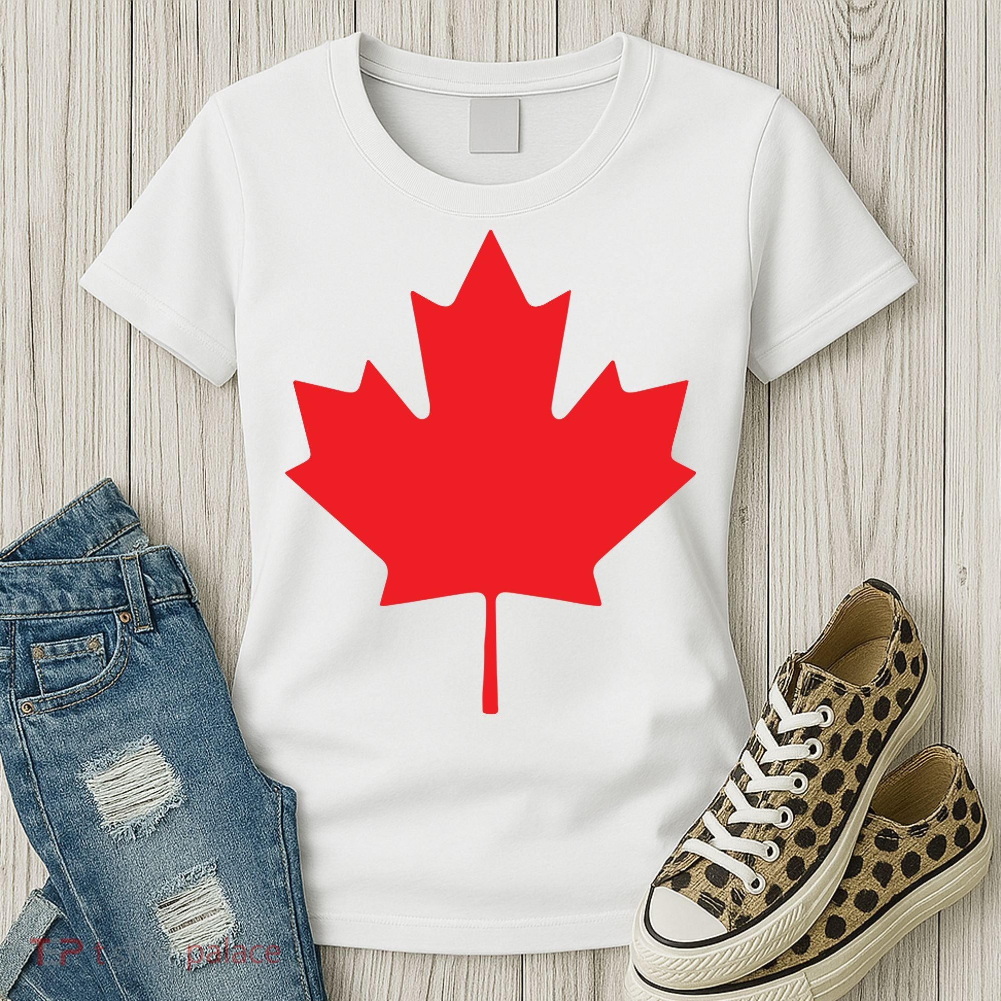 Red Maple Leaf Flag Of Canada Cool Canadian Flags Women's T-Shirt