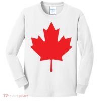 Red Maple Leaf Flag Of Canada Cool Canadian Flags Kids Long Sleeve Shirt thumb 0