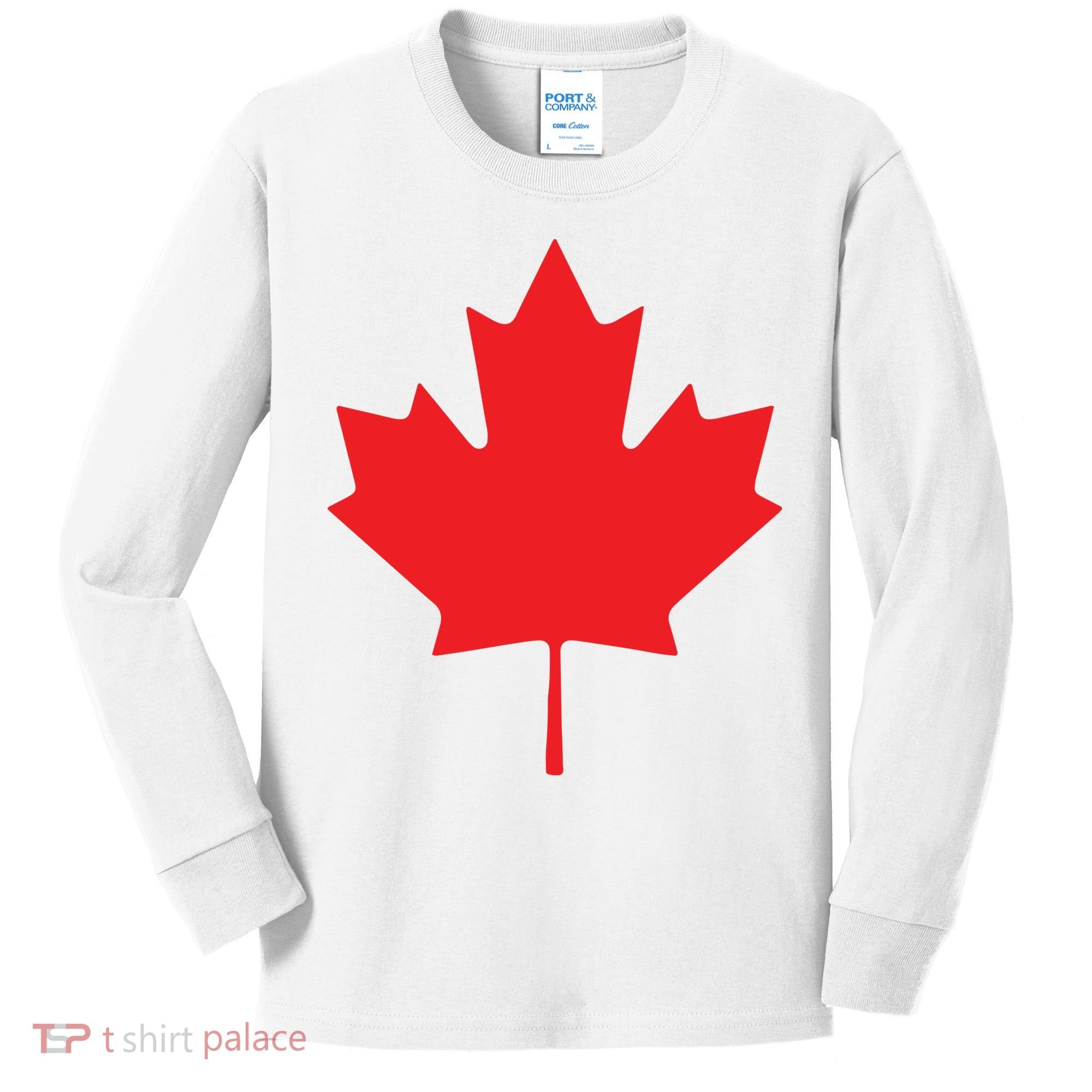 Red Maple Leaf Flag Of Canada Cool Canadian Flags Kids Long Sleeve Shirt