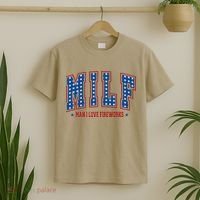 Retro Milf Man I Love Fireworks Funny American 4th Of July T-Shirt thumb 2