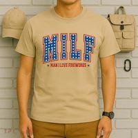 Retro Milf Man I Love Fireworks Funny American 4th Of July T-Shirt thumb 6