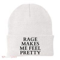 Rage Makes Me Feel Pretty Funny Feminism Slogan Angry Humor Beanie thumb 0