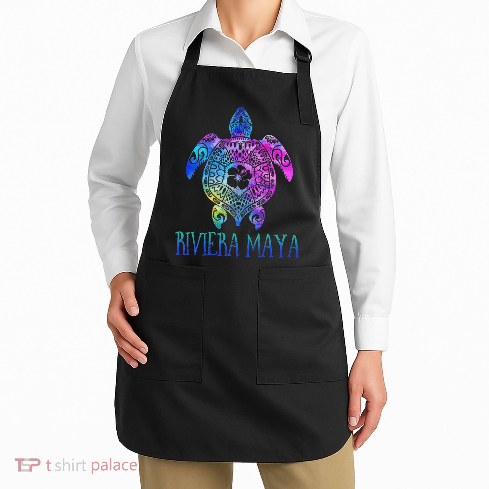 Riviera Maya Mexico Tie Dye Sea Turtle Vacation  Apron