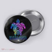 Riviera Maya Mexico Tie Dye Sea Turtle Vacation  Button thumb 0
