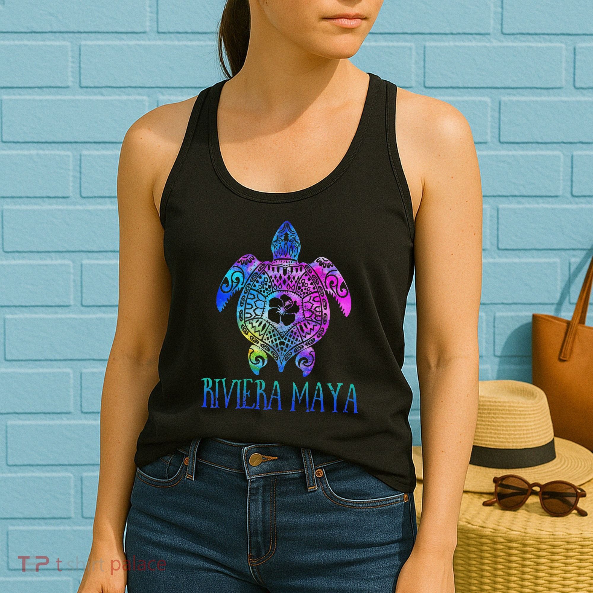 Riviera Maya Mexico Tie Dye Sea Turtle Vacation  Women's Tank Top