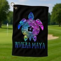 Riviera Maya Mexico Tie Dye Sea Turtle Vacation  Golf Towel thumb 1