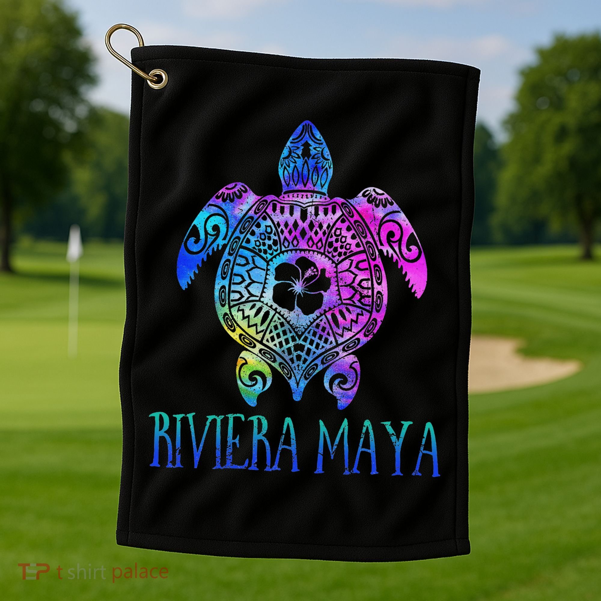 Riviera Maya Mexico Tie Dye Sea Turtle Vacation  Golf Towel