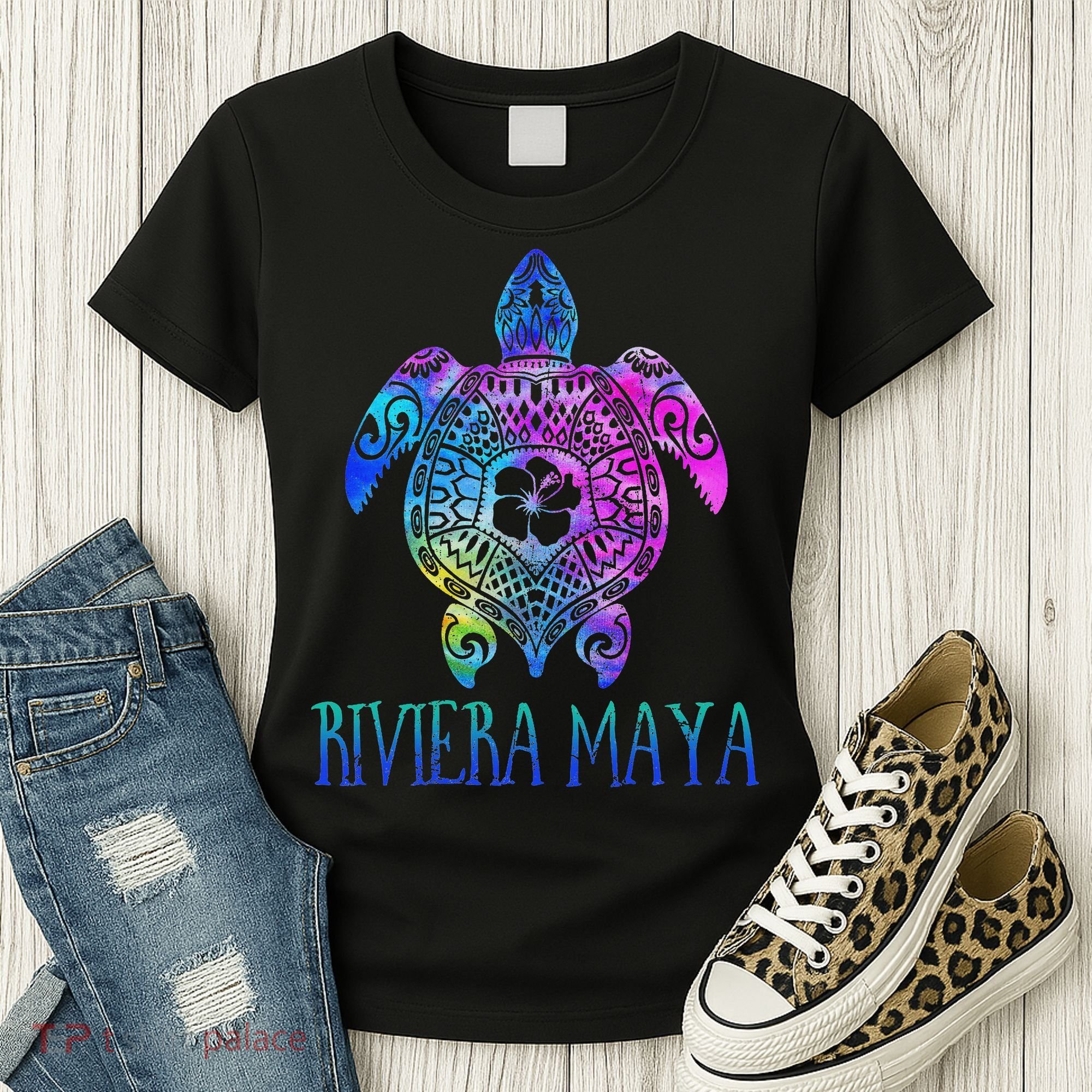 Riviera Maya Mexico Tie Dye Sea Turtle Vacation  Women's T-Shirt