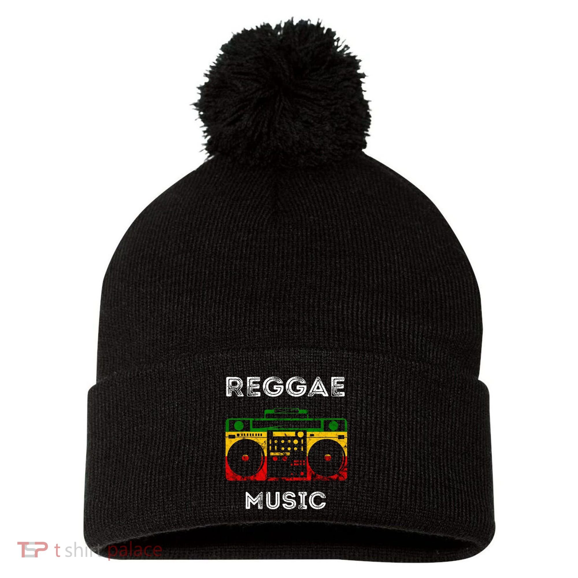 Reggae Music Musicbox Boombox Rastafari Roots Rasta Reggae  Pom Pom 12in Knit Beanie