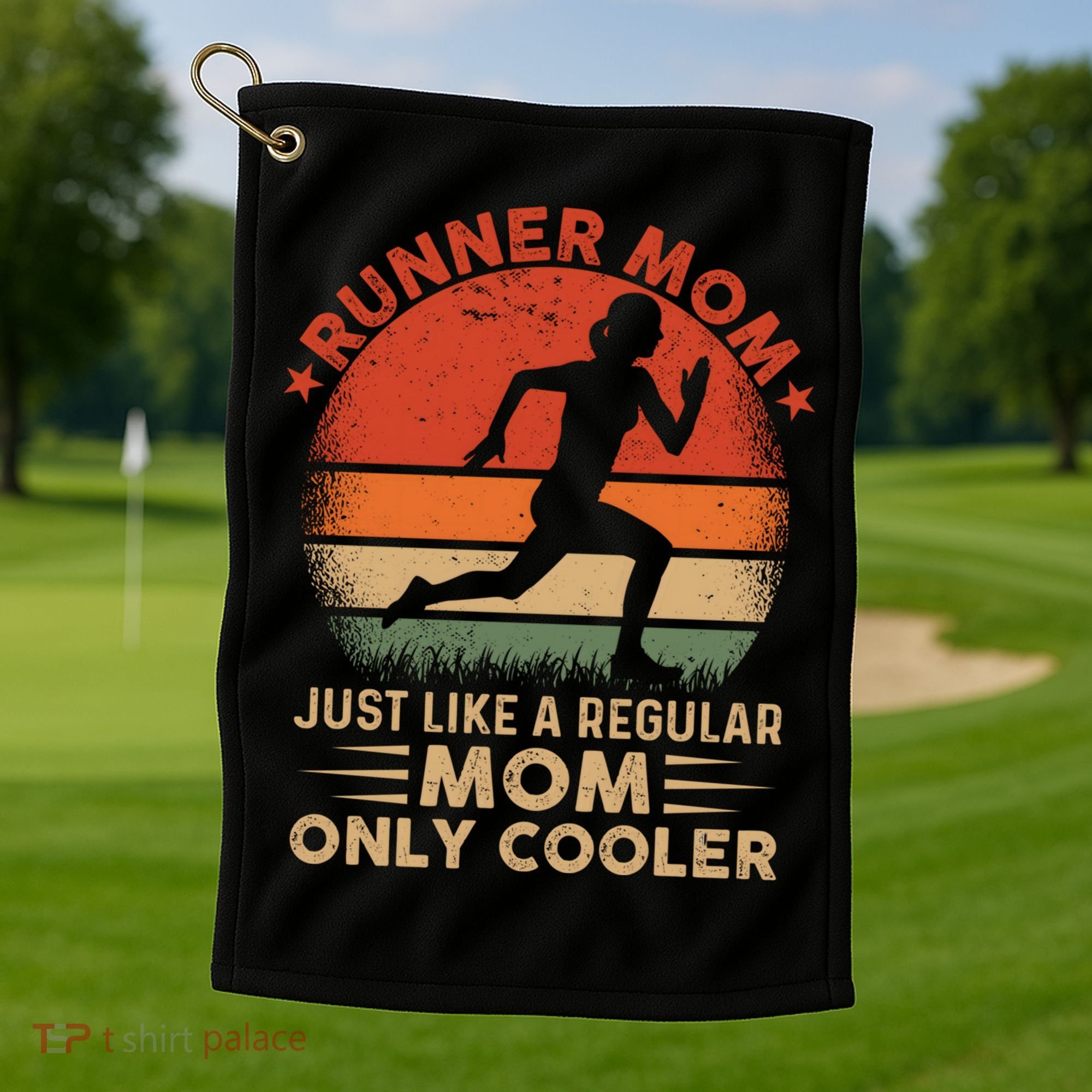 Runner Mom Marathon Race Track And Field Mothers Day Gift Golf Towel