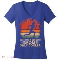 Runner Mom Marathon Race Track And Field Mothers Day Gift Women's V-Neck T-Shirt thumb 0