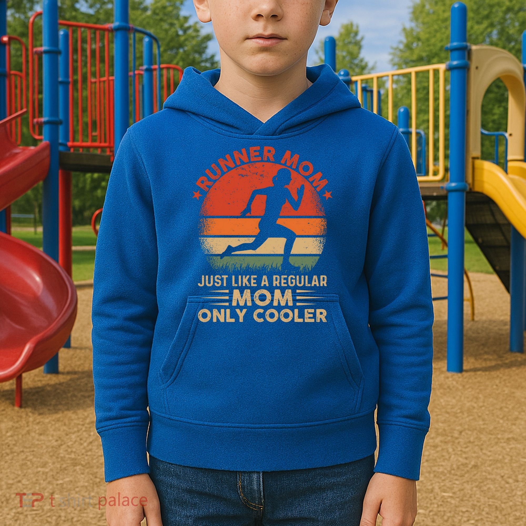 Runner Mom Marathon Race Track And Field Mothers Day Gift Kids Hoodie