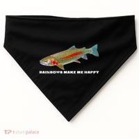 Rainbows Make Me Happy Trout Fishing Gift USA-Made Doggie Bandana thumb 0