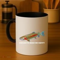 Rainbows Make Me Happy Trout Fishing Gift Coffee Mug thumb 4