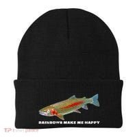 Rainbows Make Me Happy Trout Fishing Gift Beanie thumb 0