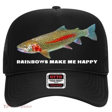Rainbows Make Me Happy Trout Fishing Gift Hat