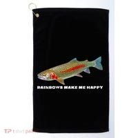 Rainbows Make Me Happy Trout Fishing Gift Golf Towel thumb 0