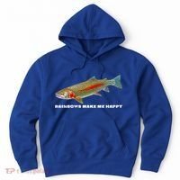 Rainbows Make Me Happy Trout Fishing Gift Hoodie thumb 0