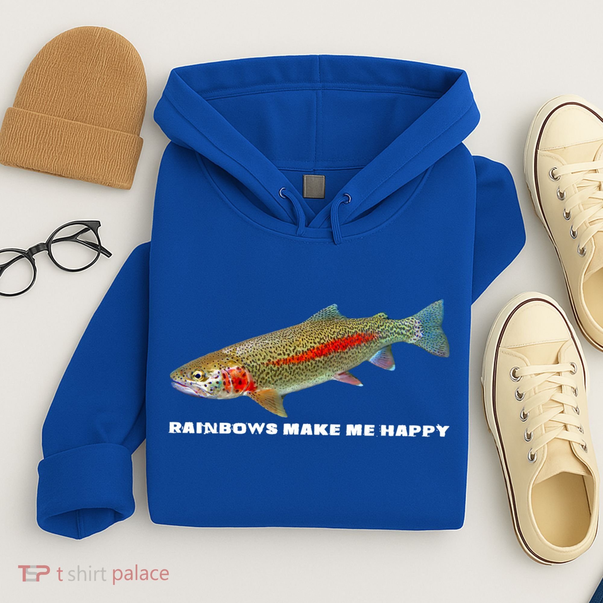 Rainbows Make Me Happy Trout Fishing Gift Hoodie