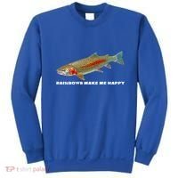 Rainbows Make Me Happy Trout Fishing Gift Sweatshirt thumb 0